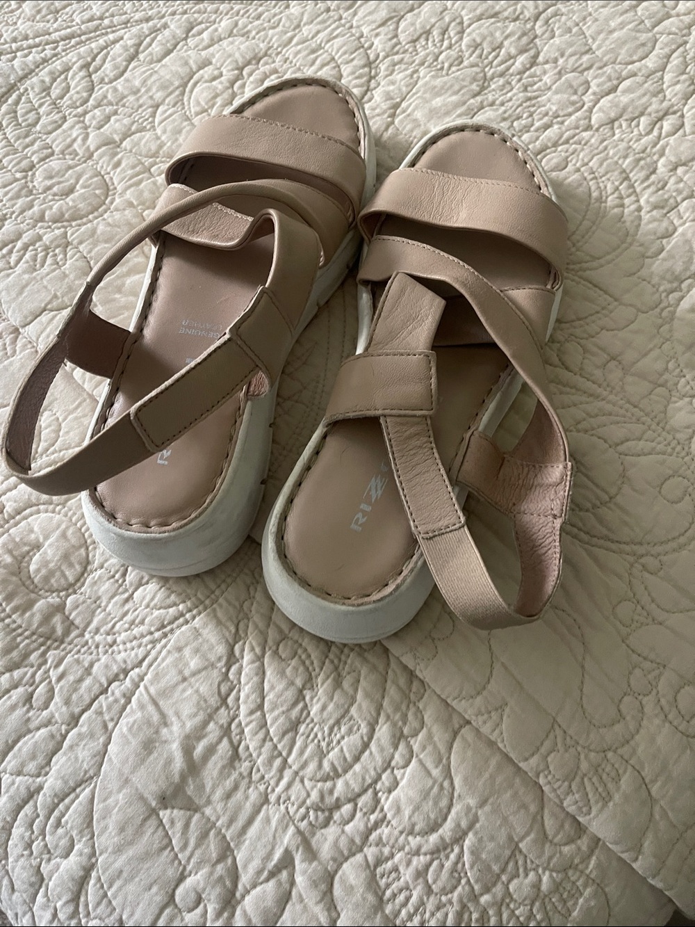 Platform Slingback Sandals in Beige - Women's Soft leather